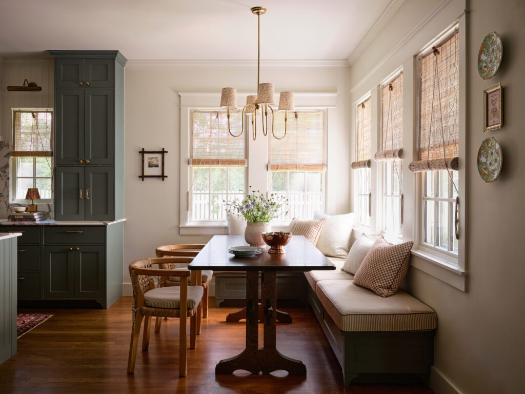 Bright dining nook with built-in seating and natural light